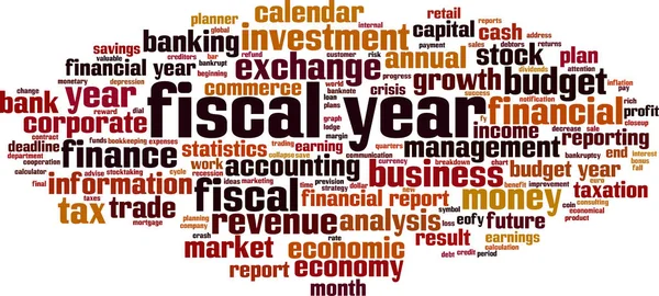 Ano Fiscal Conceito Nuvem Palavras Colagem Feita Palavras Sobre Ano — Vetor de Stock