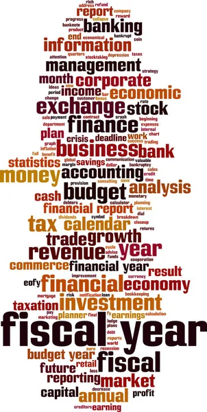 Ano Fiscal Conceito Nuvem Palavras Colagem Feita Palavras Sobre Ano — Vetor de Stock