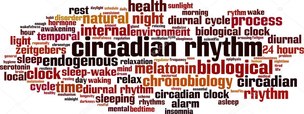 Circadian rhythm word cloud concept. Collage made of words about circadian rhythm. Vector illustration