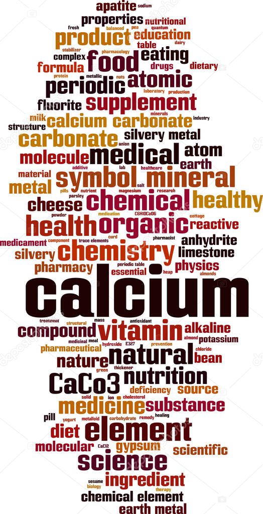 Calcium word cloud concept. Collage made of words about calcium. Vector illustration
