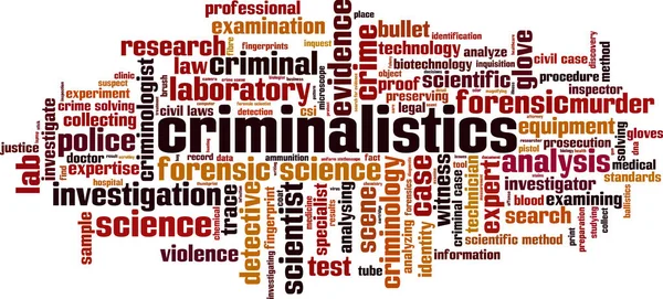 Suç Bilimi Kelime Bulut Konsepti Suç Bilimi Ile Ilgili Kelimelerden — Stok Vektör