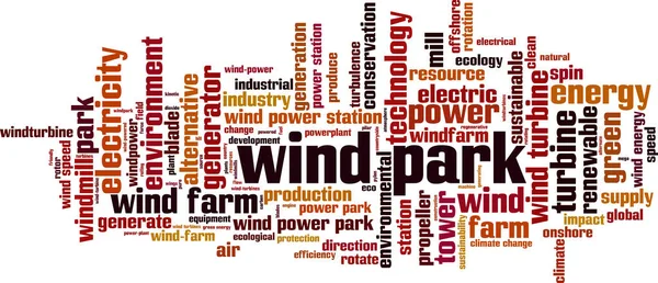 Wind Park Ord Moln Koncept Collage Gjord Ord Vindkraftpark Vektorillustration — Stock vektor