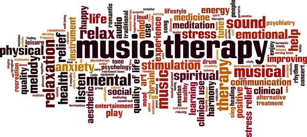 Müzik Terapisi Kelime Bulut Konsepti Kolaj Müzik Terapisi Ile Ilgili — Stok Vektör