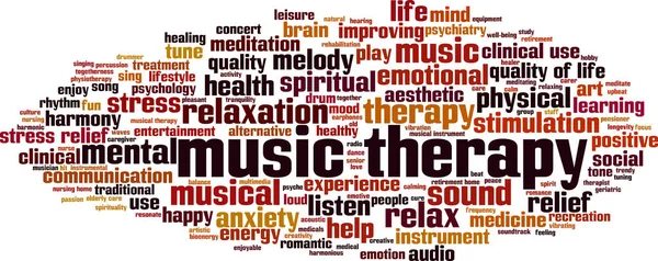 Thérapie Musicale Concept Nuage Mot Collage Fait Mots Sur Musicothérapie — Image vectorielle
