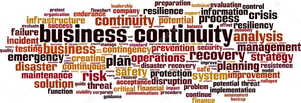Business continuity word cloud concept. Collage made of words about business continuity. Vector illustration
