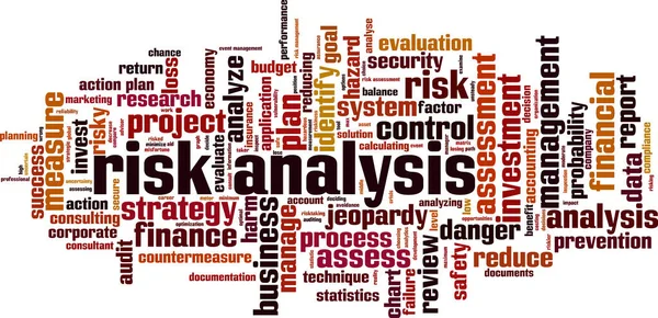 リスク分析クラウドの概念 リスク分析についての言葉で作られたコラージュ ベクターイラスト — ストックベクタ