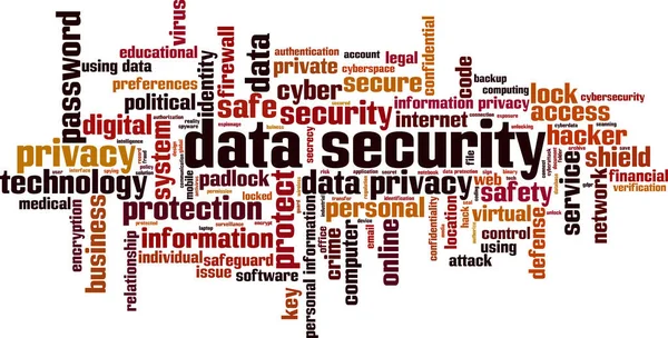 Concepto Nube Palabra Seguridad Datos Collage Hecho Palabras Sobre Seguridad — Archivo Imágenes Vectoriales
