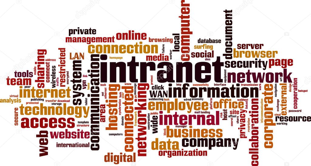 Intranet word cloud concept. Collage made of words about intranet. Vector illustration