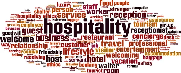 Hospitality Word Cloud Concept Collage Made Words Hospitality Vector Illustration — Stock Vector