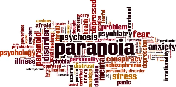 Paranoiaワードクラウドの概念 パラノイアについての言葉で作られたコラージュ ベクターイラスト — ストックベクタ