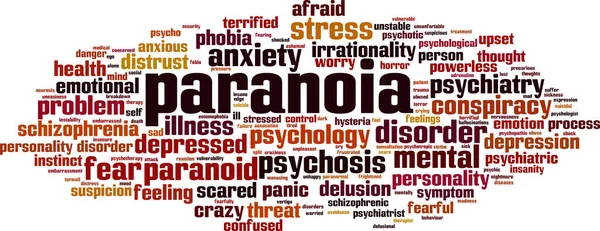Paranoia Szó Felhő Koncepció Kollázs Paranoiás Szavakból Áll Vektorillusztráció — Stock Vector