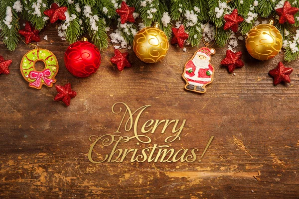 Christmas decoration on wooden background — Stock Photo, Image