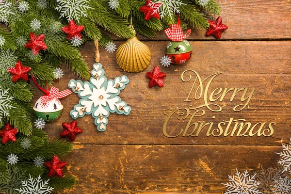 Jul dekoration på trä bakgrund Royaltyfria Stockfoton