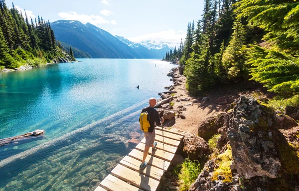 Pěší turistika muž v Kanadě — Stock fotografie