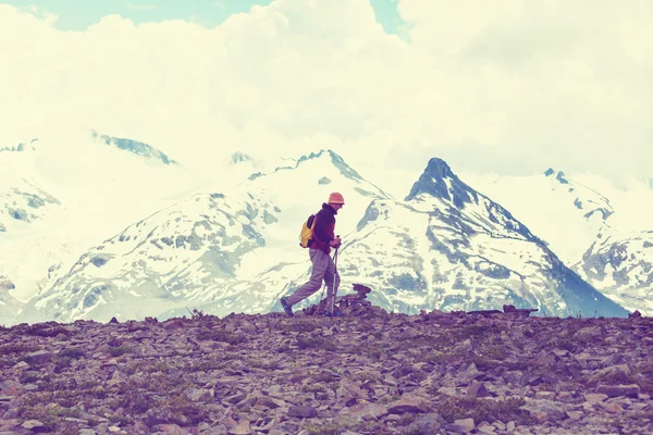 Caminhadas homem nas montanhas canadenses — Fotografia de Stock