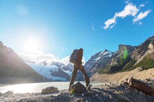 Wanderung in den patagonischen Bergen — Stockfoto