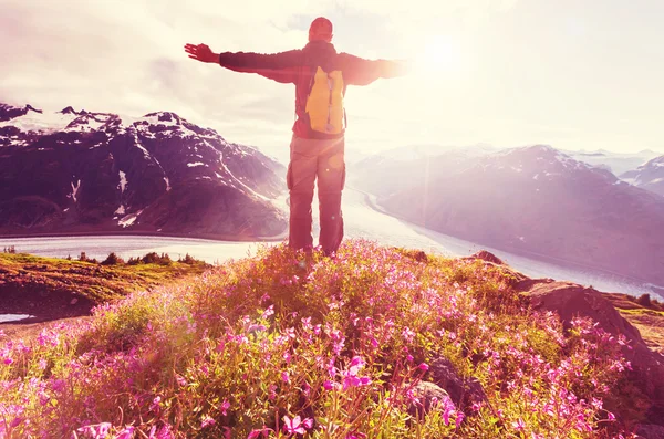 Wanderung in den kanadischen Bergen — Stockfoto