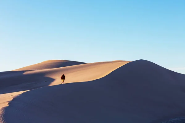 Wandelaar in zand woestijn — Stockfoto