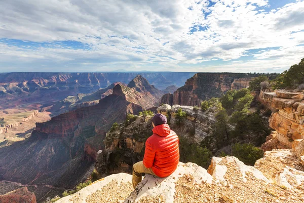 Homem em caminhada no Grand Canyon — Fotografia de Stock