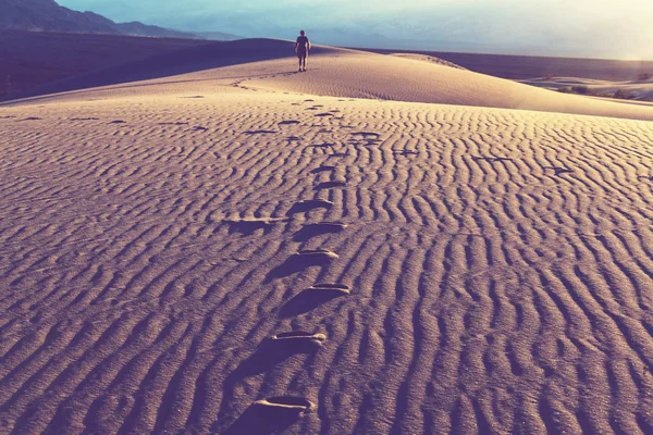 Man Hiker in desert — Stock Photo, Image