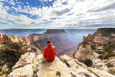 Hiker in Grand Canyon clipart