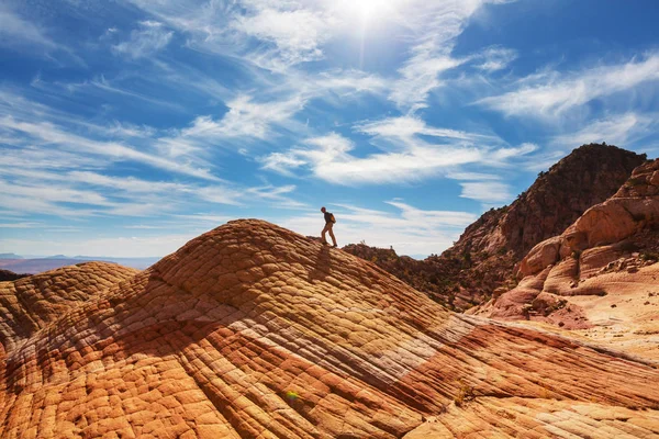 Escursionista sulle montagne dello Utah — Foto Stock