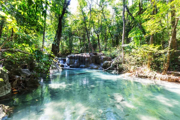 Красивый водопад в тропических лесах — стоковое фото