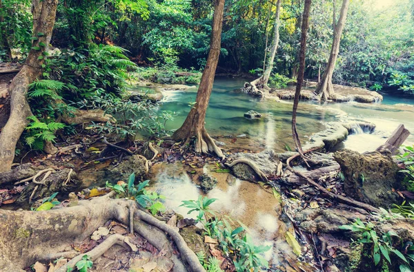 Bella cascata nella foresta pluviale — Foto Stock