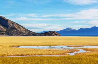 Kanada'da dağ gölü sakin sahne 