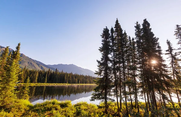 Lugn sjö i Alaska tundra — Stockfoto