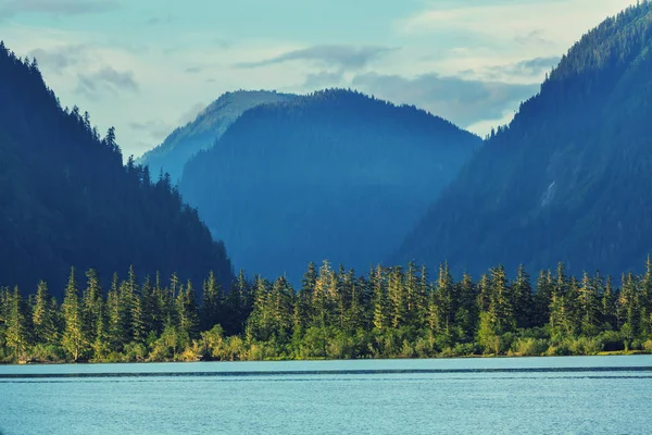 Escena serena junto al lago de montaña — Foto de Stock