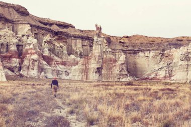 Uzun yürüyüşe çıkan kimse Utah dağlarda