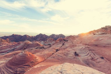 Uzun yürüyüşe çıkan kimse Utah dağlarda