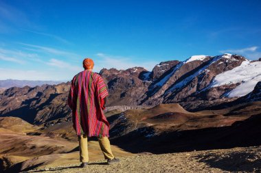 Hiking scene in Vinicunca, Cusco Region, Peru clipart