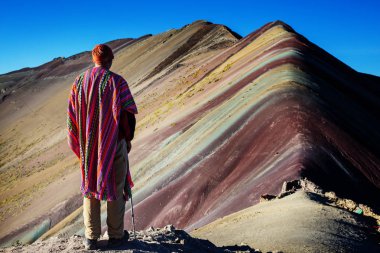 Hiking scene in Vinicunca, Cusco Region, Peru. clipart