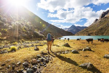 Cordillera dağlarında yürüyüş sahne