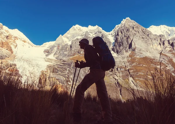 Wanderszene in den Cordillera-Bergen — Stockfoto