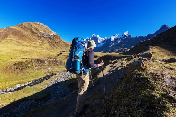 Escena de senderismo en las montañas Cordillera —  Fotos de Stock