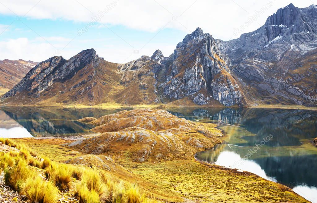 Beautiful mountains landscape in Cordillera Huayhuash 