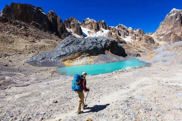 Wanderszene in den Cordillera-Bergen — Stockfoto