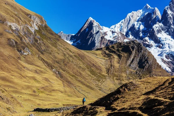 Escena de senderismo en las montañas Cordillera — Foto de Stock