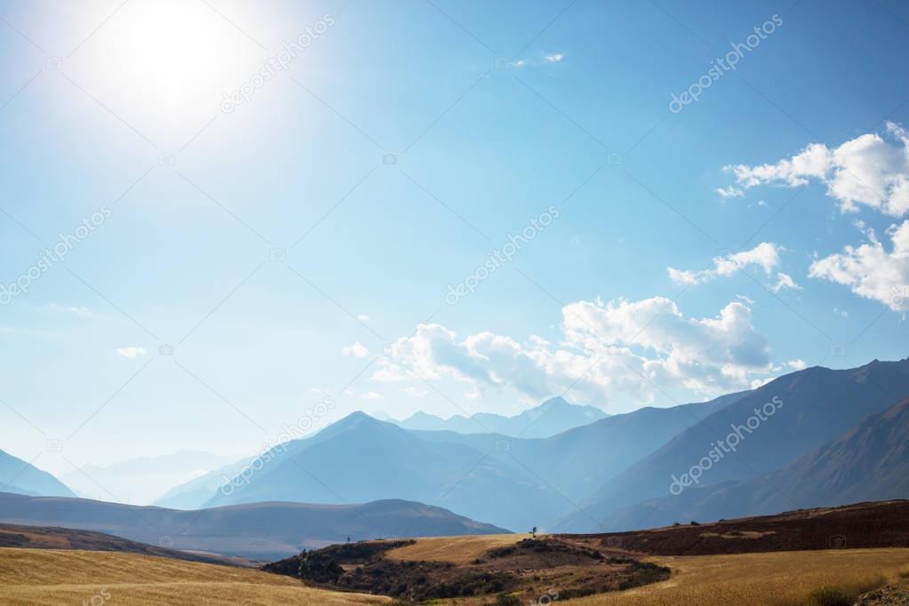 Pampas landscapes in  Cordillera de Los Andes