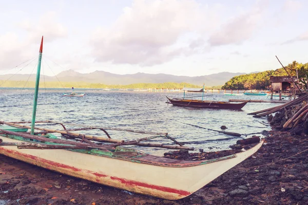 Bateau Traditionnel Philippin Dans Mer Île Palawan Philippines — Photo