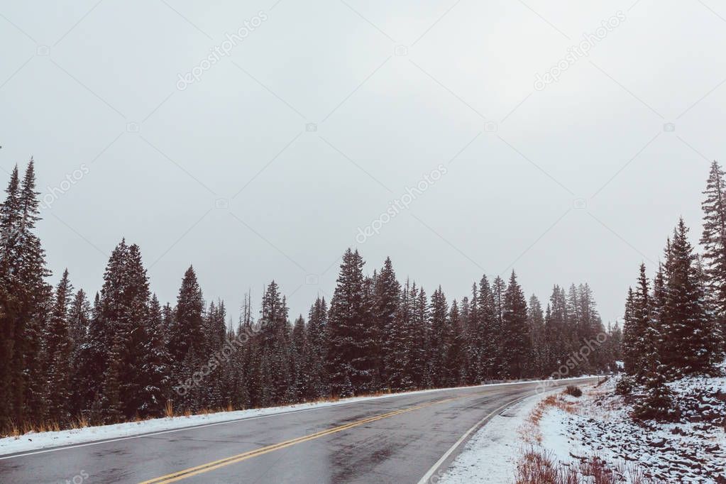 Winter road in the city