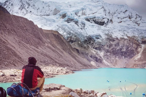 Πεζοπορία Σκηνή Στο Cordillera Βουνά Περού — Φωτογραφία Αρχείου