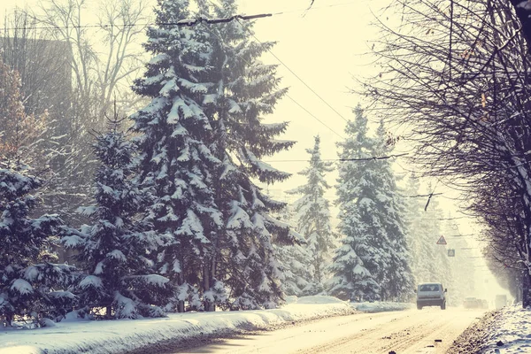 Şehirdeki Kış Yolu — Stok fotoğraf