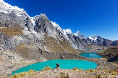 adam üç lagün Cordillera yükseltisidir, Peru, hiking 