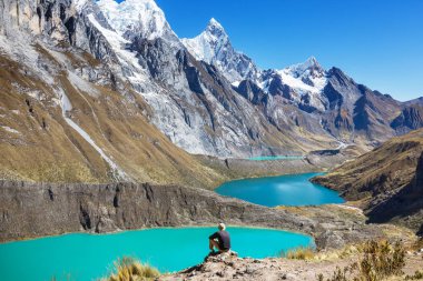 adam üç lagün Cordillera yükseltisidir, Peru, hiking 