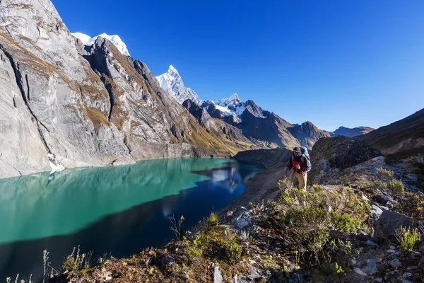 Escena Senderismo Las Montañas Cordillera Perú — Foto de Stock