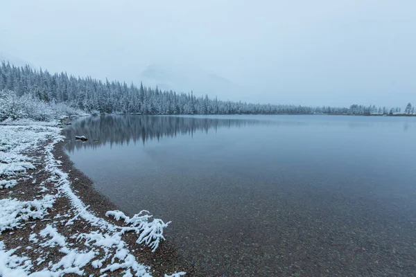 Lake Schilderachtig Uitzicht Natuur Winterlandschap — Stockfoto